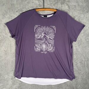 Reel Life Graphic T Shirt Womens Size XXL Purple Mountain Wave Mesh Breathable